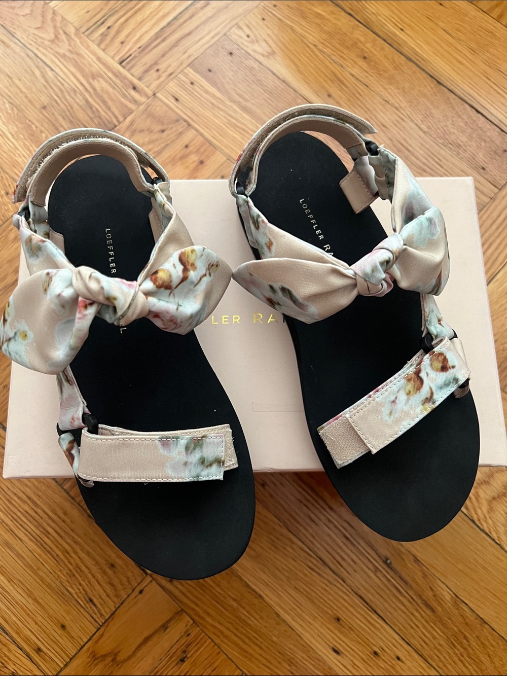 Loeffler Randall Maisie Beige Floral Sandals, Size 7.5